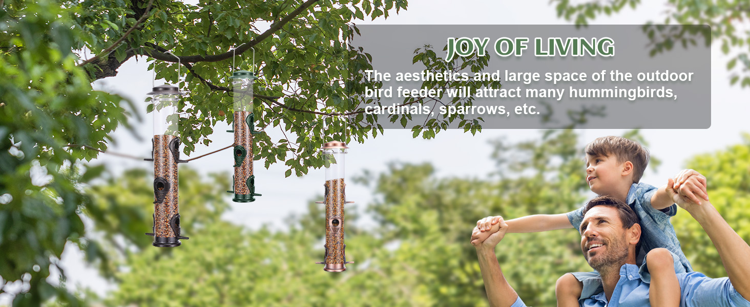 Годівниця для птахів Mixxidea з металевої труби для вулиці, 6 портів, підвісна годівниця для диких птахів