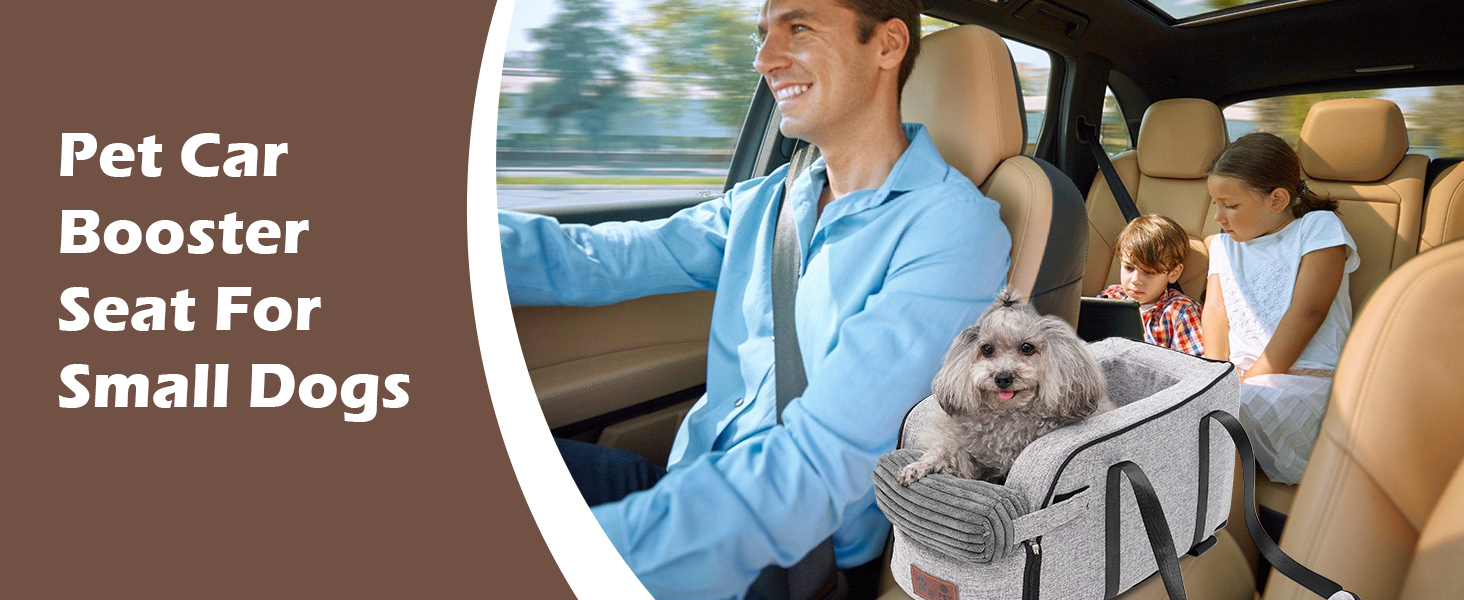 Автокрісло для собак та котів на середню консоль, стабільне, з ременем, знімний, миючий, для собак та котів до 6 кг (замша)