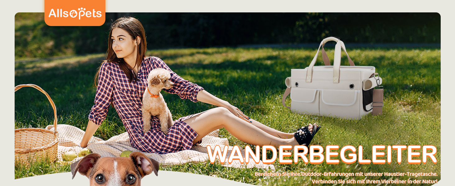 Транспортна переноска для котів та собак ALLSOPETS, складана, портативна, з м'якими кишенями, для подорожей, кемпінгу, хати, Бежева