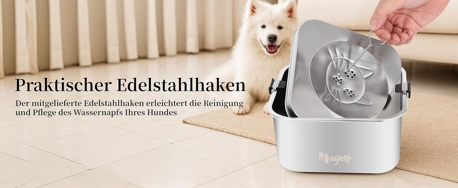 Миска для собак Nayelf 3L без обливання, з нержавіючої сталі 304, з антиковзним дном, для великих та середніх собак, придатна для миття в посудомийній машині