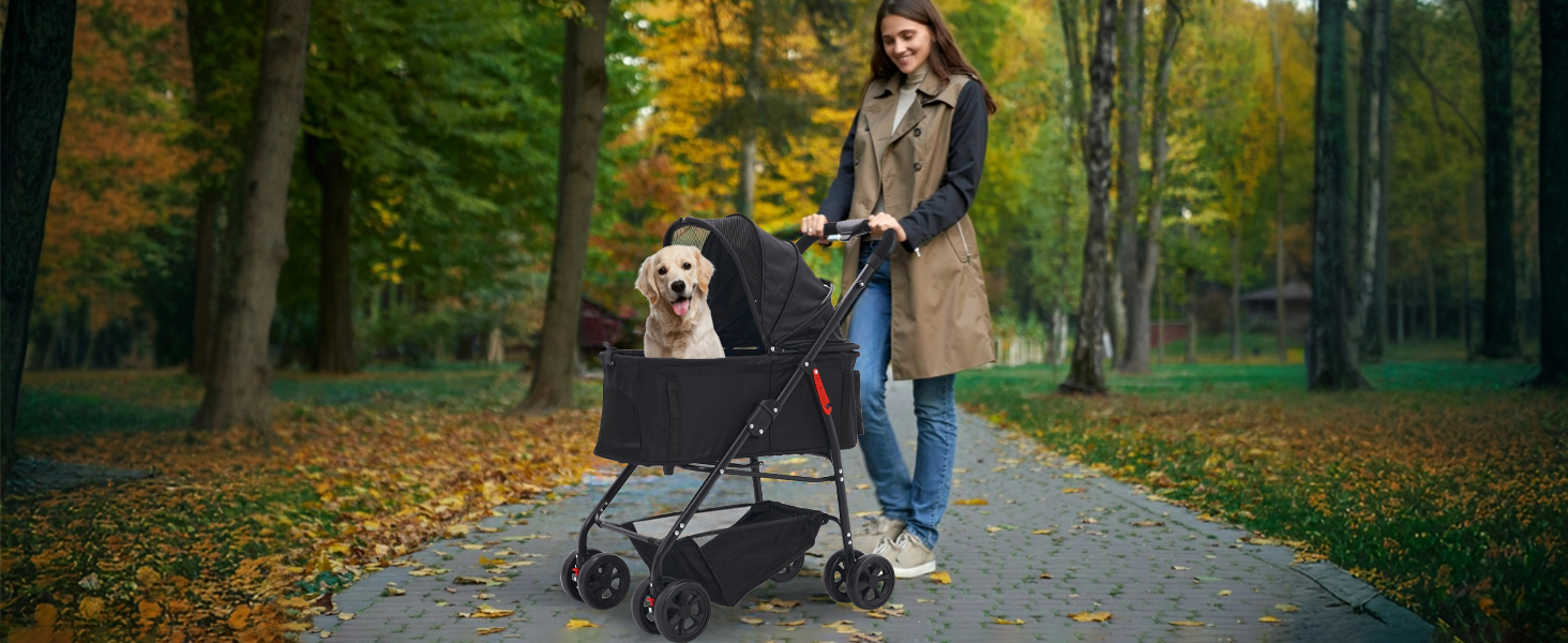 Візок для собак Siairo 3-в-1, чорний: візок, переноска, автокрісло, до 20 кг