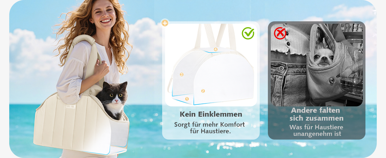 Транспортна сумка для собак Pecute, 4 кг, кремового кольору. Легка, складна переноска для собак та котів, ідеальна для подорожей