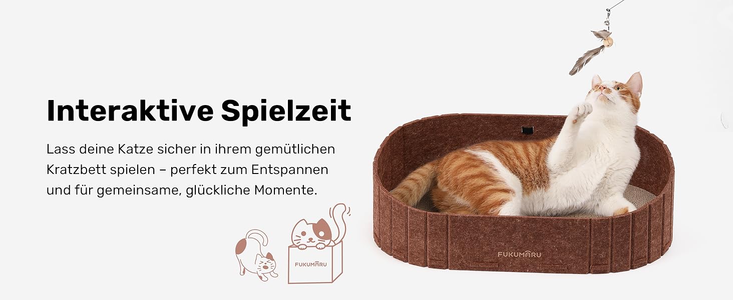 Кразборд для котів FUKUMARU: диван з крафт-паперу, 61 см, з м'яким лежаком, коричневий
