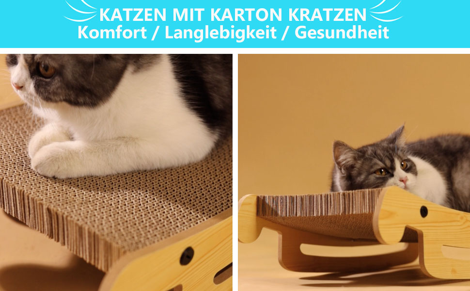 Кігтеточка для котів L-подібної форми, настінний монтаж, 60 см, вертикальна/горизонтальна, з іграшкою-кулькою, економія місця, міцна конструкція для котів, що живуть у приміщенні (Lounge 50CM)