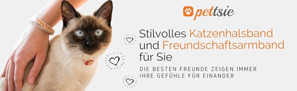 Набір ошийник та браслет для котів Pettsie, безпечний дизайн, бавовна, регульований розмір 19-29 см (12,7-20,3 см), червоний