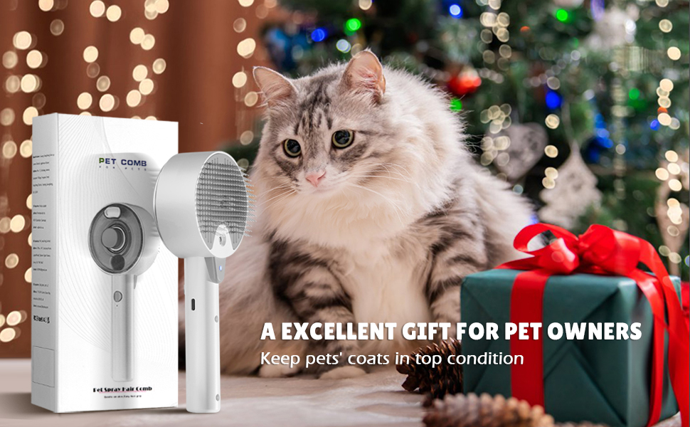 Парова щітка для котів 4-в-1, 4-в-1 парова щітка для котів з водою, видаляє шерсть з котів одним натисканням кнопки, щітка для вичісування шерсті для собак і котів (біла) (сіра)