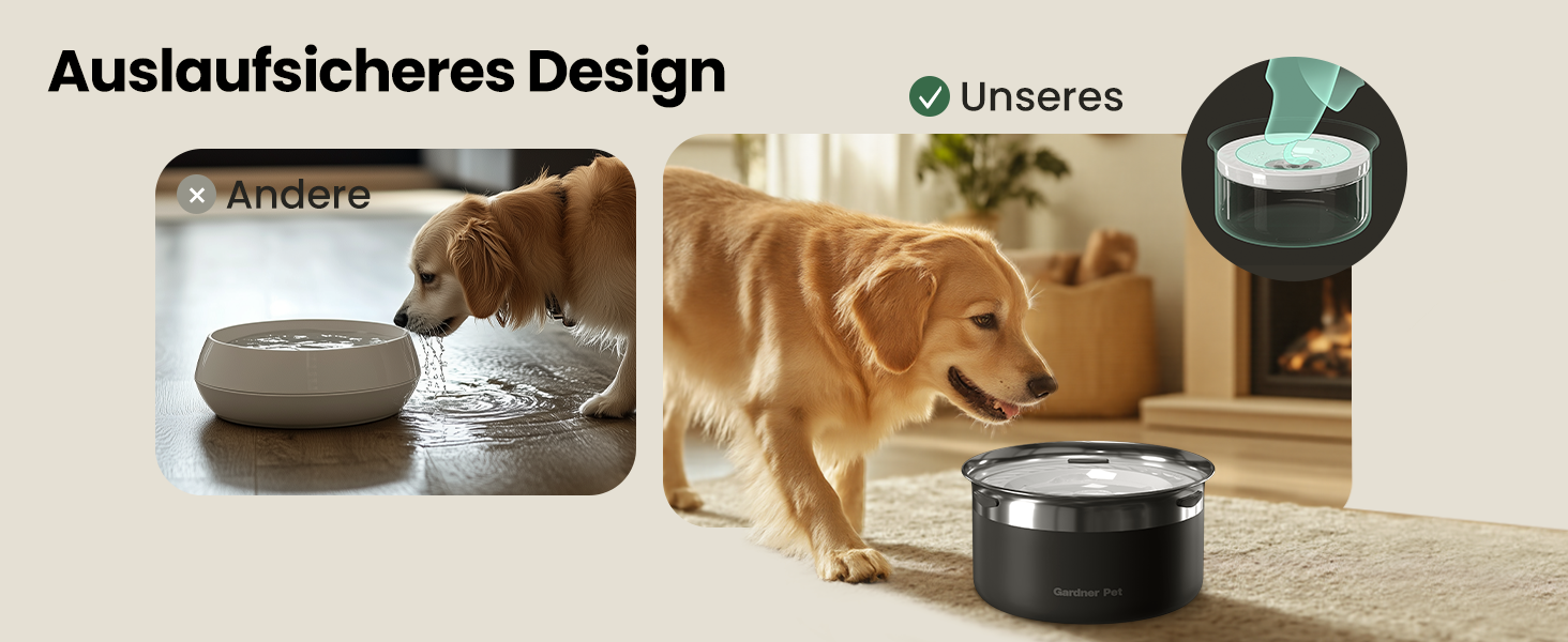 Миска для собак Garder Pet без облизування, нержавіюча сталь, противитікання, великі собаки, для дому та вулиці, запобігає краплинню, білий (3,85 л, чорний)