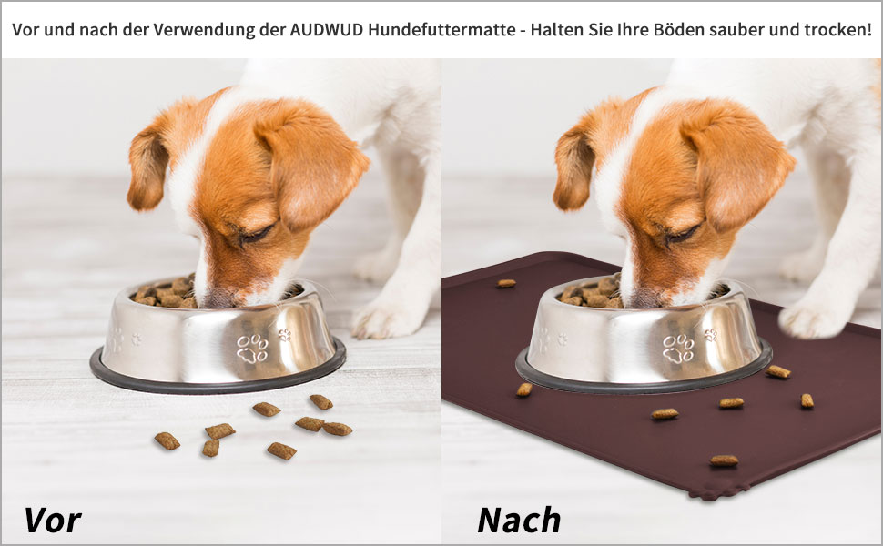 Силіконовий килимок для годування собак та котів AUDWUD, водонепроникний, антиковзкий, 61x41 см, темно-коричневий