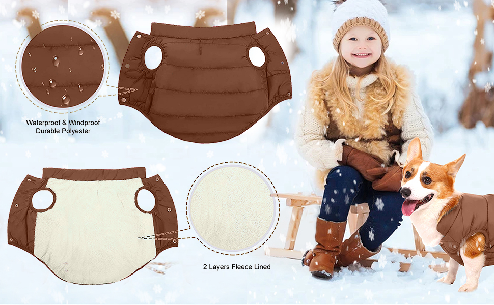 PETCUTE Зимовий теплий куртка для собак, водонепроникний, з отвором для шлейки, для малих, середніх та великих собак, Navy Blue