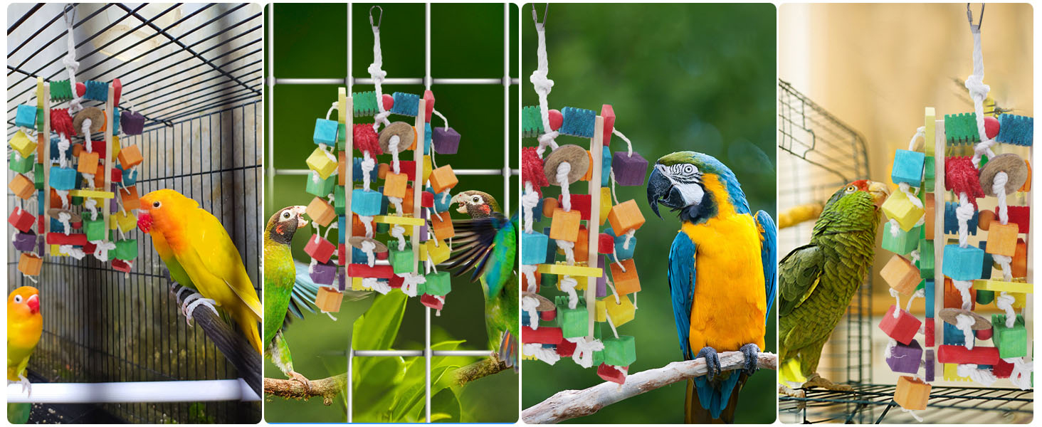 Іграшка для папуги MQUPIN: дерев'яні блоки для жування, 56 см, для Африканського сірого папуги, M-11 inches