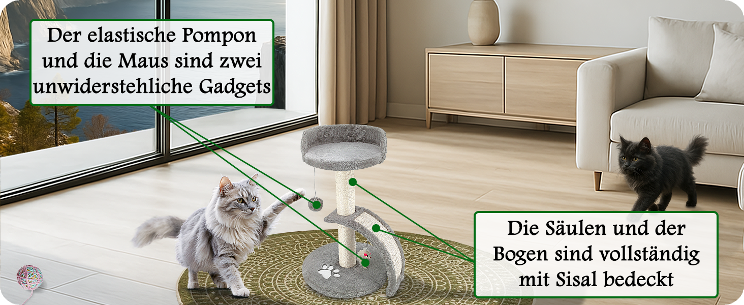 Дерев'яний кігтеточка для котів Beltom® Kratzbaum 54 см, сірий