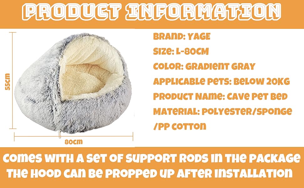 Крісло-гніздочко для собак YAGE, 80 см, з підставками – м'яке, заспокійливе ліжко для тварин до 20 кг, знімний, пральний чохол, розкішне, суперм'яке ліжко-печера для домашніх тварин