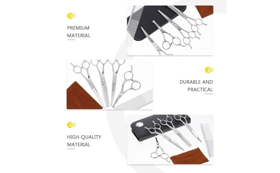 Ножиці для стрижки шерсті собак з нержавіючої сталі - практичні ножиці для грумінгу домашніх тварин з округлими кінцями для точного підстригання шерсті та безпечної роботи