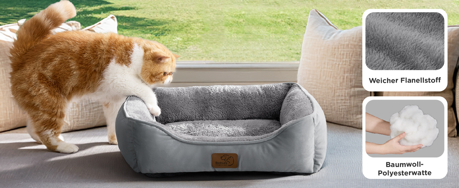 Ліжко для кота BEDSURE, 51x41 см, сіре. Зручне ліжечко для кота та маленьких собак з неслизьким дном та м'яким бортиком. Підходить для дому.