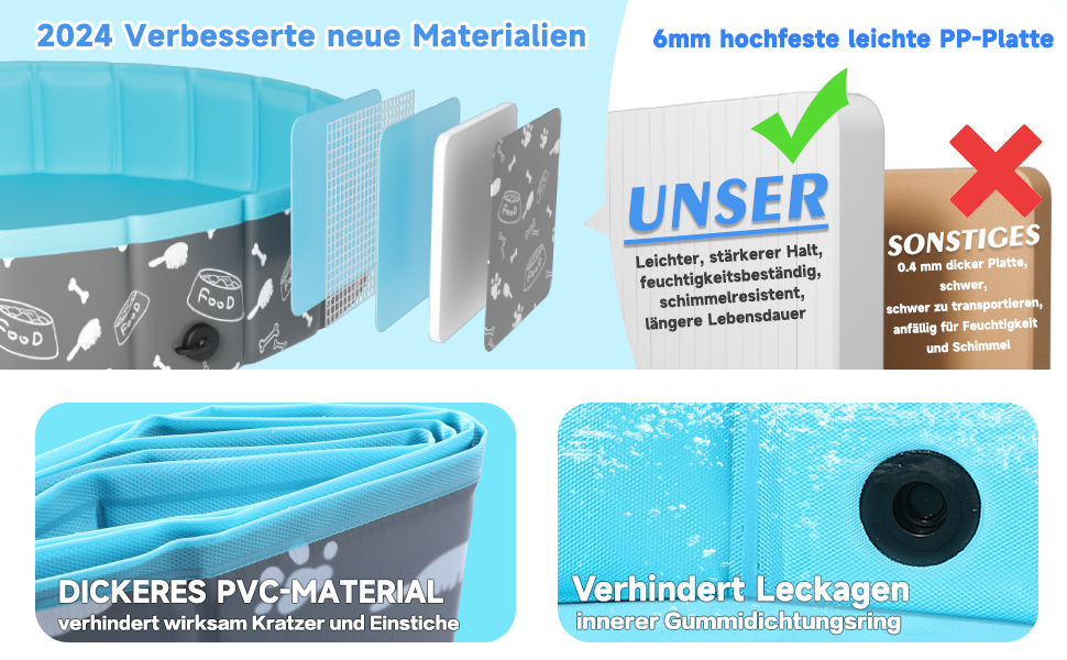 Надувний басейн для собак великих та маленьких порід, 80/120/160 см, складаний, портативний, екологічний PVC, форма кістки, розмір 160x30 см
