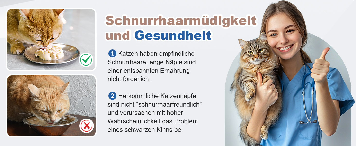 Набори мисок для котів 4 шт. з нержавіючої сталі, проти ковзання, для вологого та сухого корму, 17 см, без зачепів для вусів