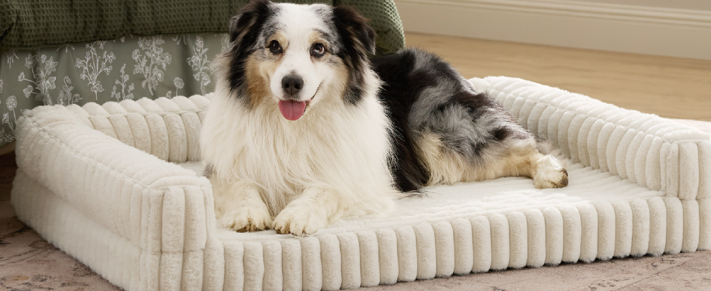 Ортопедичне ліжко для собак середніх порід BEDSURE - 76x51x16.5 см. Водонепроникне диванчик для собак з Memory Foam та Eierkarton-Schaum, знімний Cord-чехол, сірий.