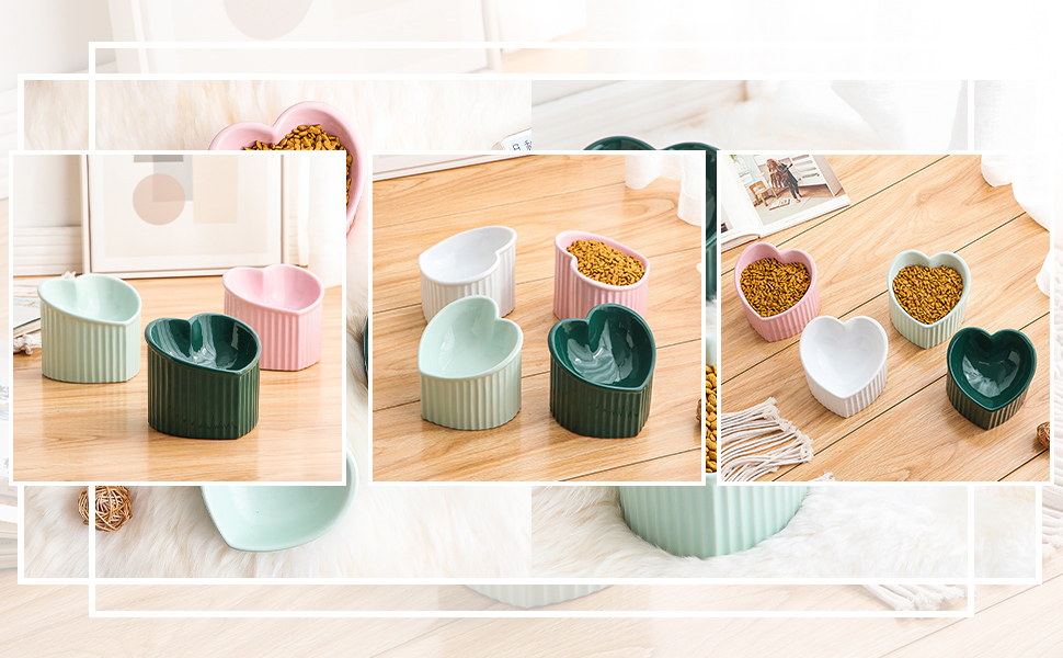 Підвищена годівниця для котів, керамічна - годівниця для котів з нахилом, анти-блювотний миска, 180 г, зелена