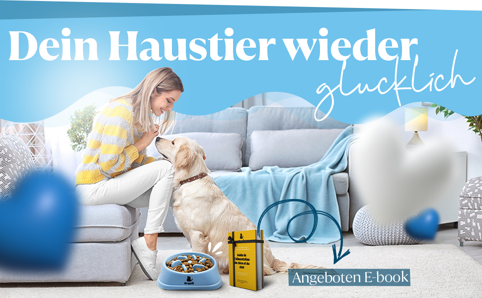 Миска для собак великих порід, Slow Feeder, антишвидке поглинання, для здорового харчування, проти блювоти, нековзна, блакитна