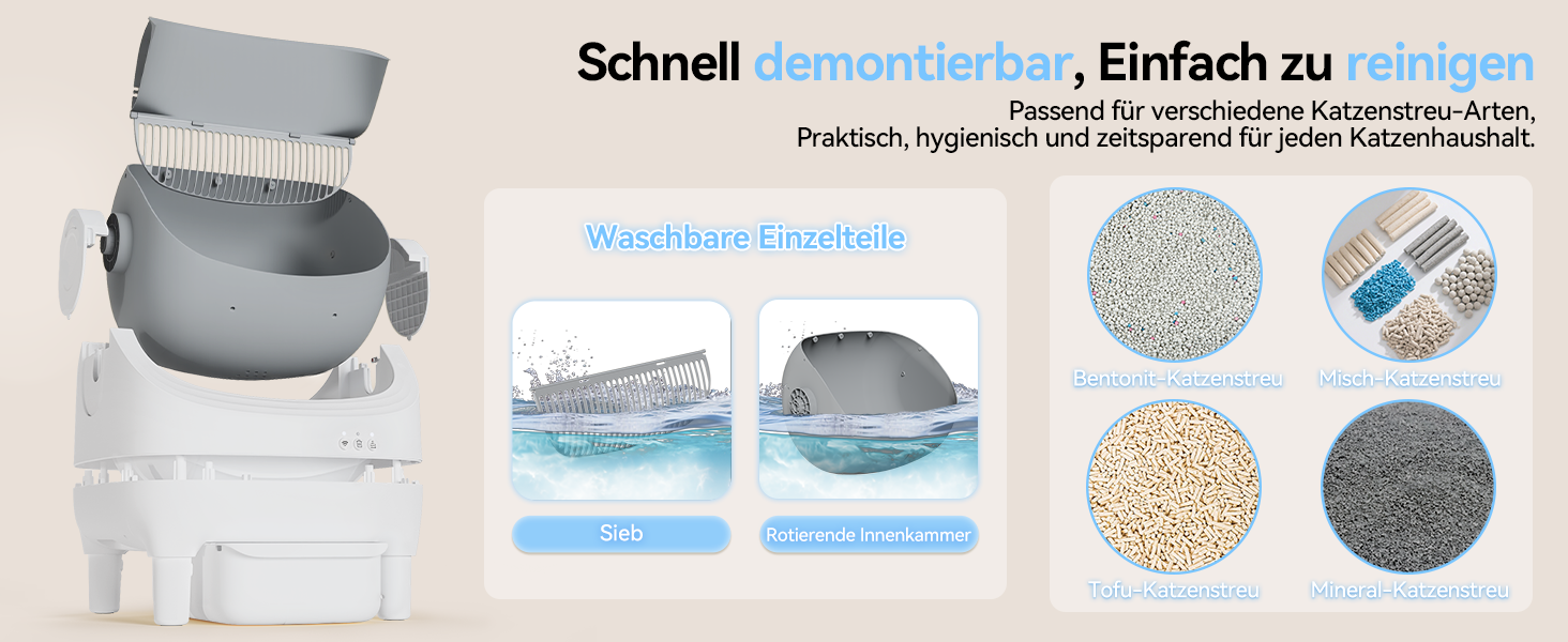 Автоматичний лоток для котів з самоочищенням, керуванням через додаток, великий розмір XXL, для великих котів (до 15 кг) та кількох котів, самоочищення на 15 днів