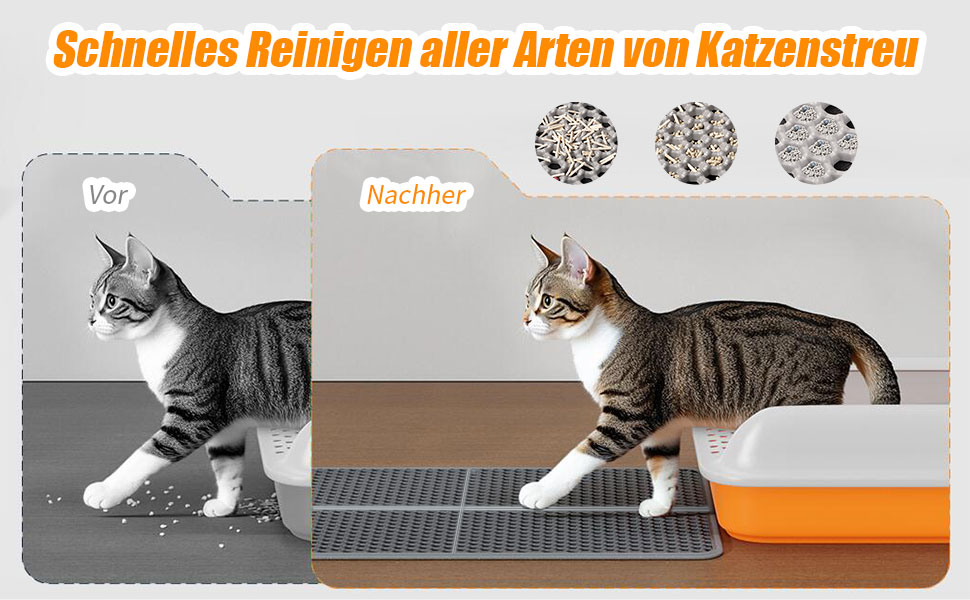 Килимок для котячого туалету Asoway Katzenklo, 76x61 см, з подвійним шаром, стільниковий дизайн, портативний, для котячого туалету