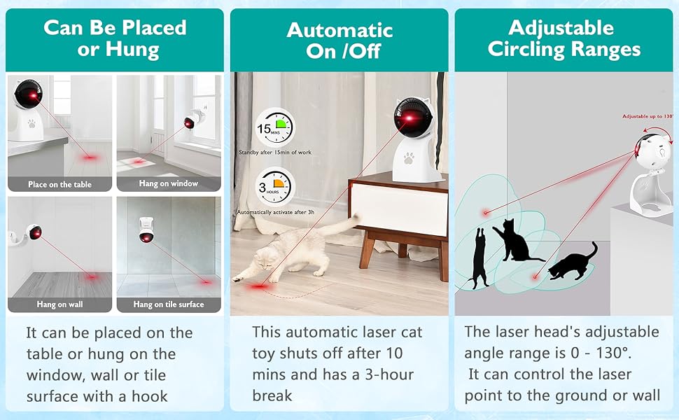 Інтерактивна лазерна іграшка для котів Petiepaw, автоматична, USB, 3 режими швидкості