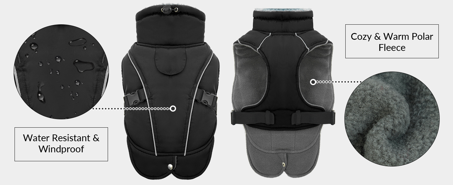 Зимовий теплий одяг для собак великих порід: куртка та пуловер (XXL, чорний)
