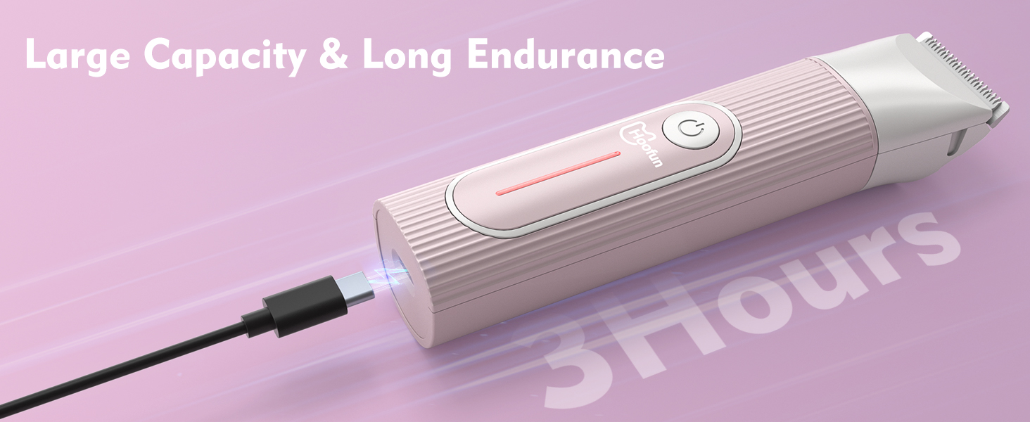 Машина для стрижки собак та котів Hoofun 4-в-1, бездротова, водонепроникна IPX7, професійна, з 4 насадками, для собак, котів, кроликів (рожева)