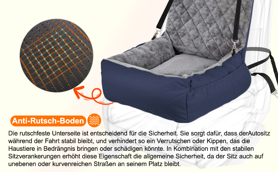 Автомобільний лежак для собак маленьких та середніх порід – м'який плюшевий лежак з кишенею для зберігання, стійкий до подряпин, для заднього та переднього сидіння, з ременем безпеки, блакитний, колір 03