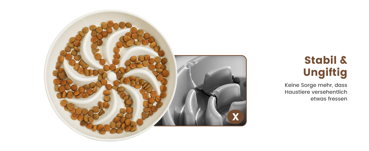 PETTOM Миска для котів протиковзаюча піднята, керамічна миска для котів, повільна годівниця для котів, миска протиковзання для котів та маленьких собак, біла миска + підставка (миска біла-квітка + підставка)