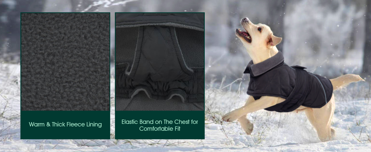 Куртка для собак Kuoser, зимова, водонепроникна, для середніх та великих собак, з флісовою підкладкою та блискавкою, L, червона