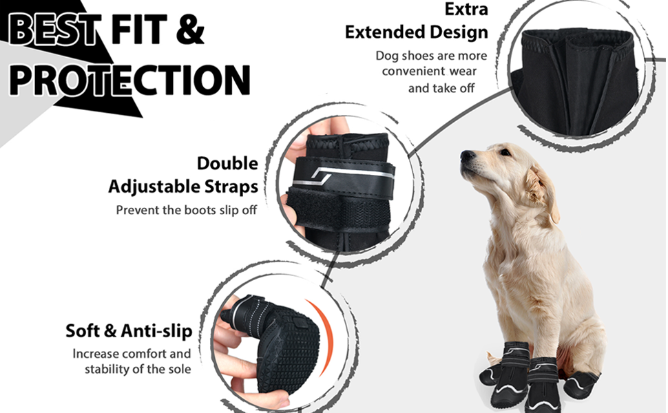 Чоботи для собак, 4 шт., неслизькі, захист лап, з світловідбиваючим ремінцем та липучкою, зимові чоботи для маленьких собак