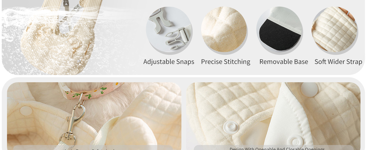 PETCUTE Сумка-переноска для собак та котів, зручна та безпечна, з регульованим ременем та знімним дном, бежева