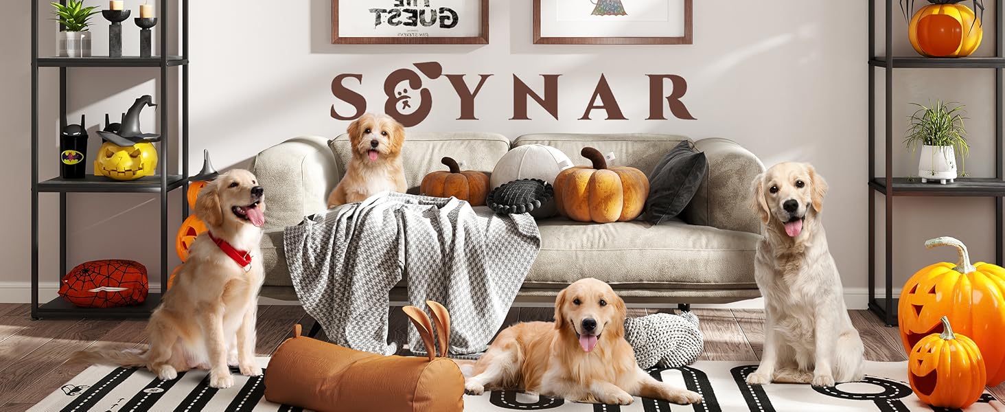 Диванчик для собак SEYNAR: м'який, з велюровою подушкою, для великих та середніх собак, для вітальні, миється, оранжевий