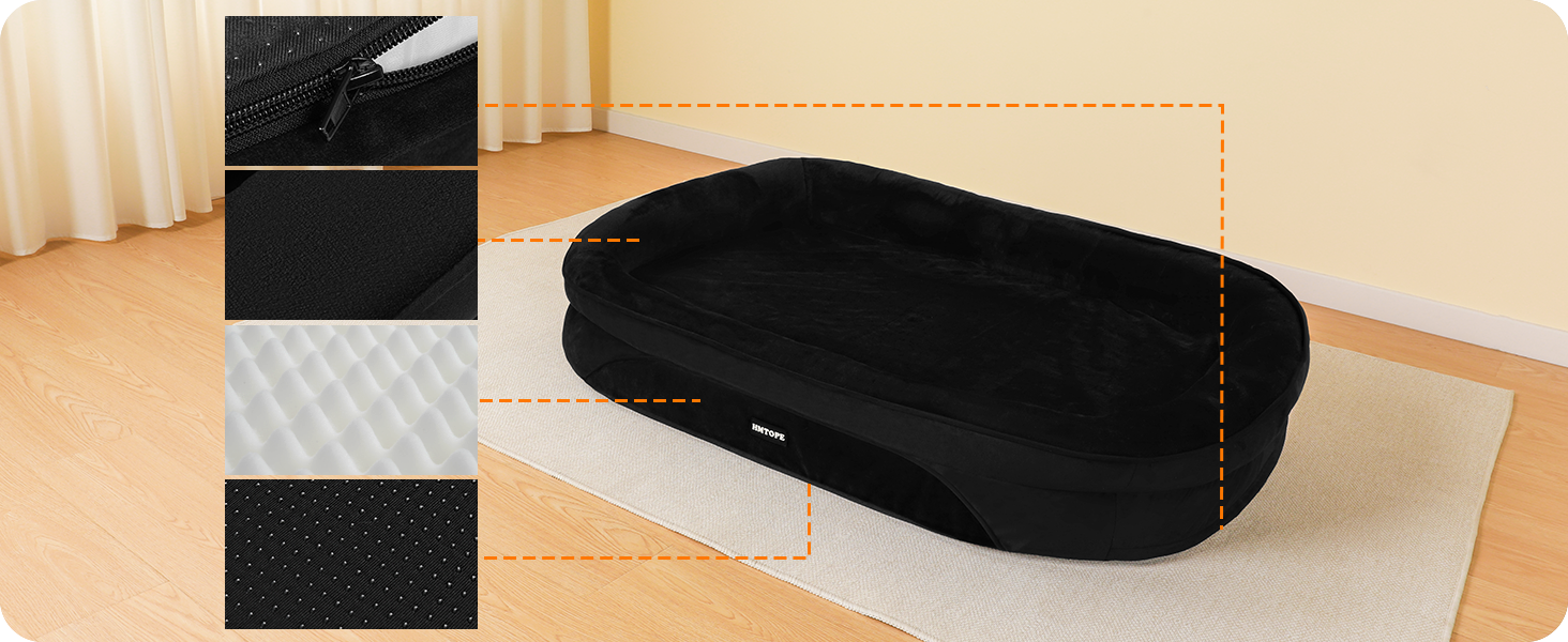 Ортопедичне ліжко для собак, диван-лежанка з валиком для шиї, кошик для собак з неслизьким дном, знімний та пральний, середні та великі породи, 106 x 79 x 17 см, оливковий колір