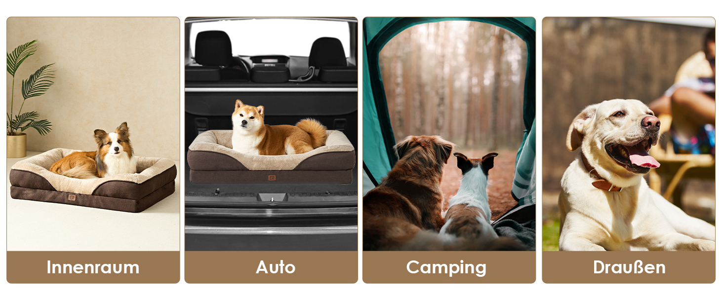 Ортопедичне ліжко для собак великих порід EHEYCIGA, 106x76x18.5 см, з піною з пам'яті, миється, водонепроникне, коричневе