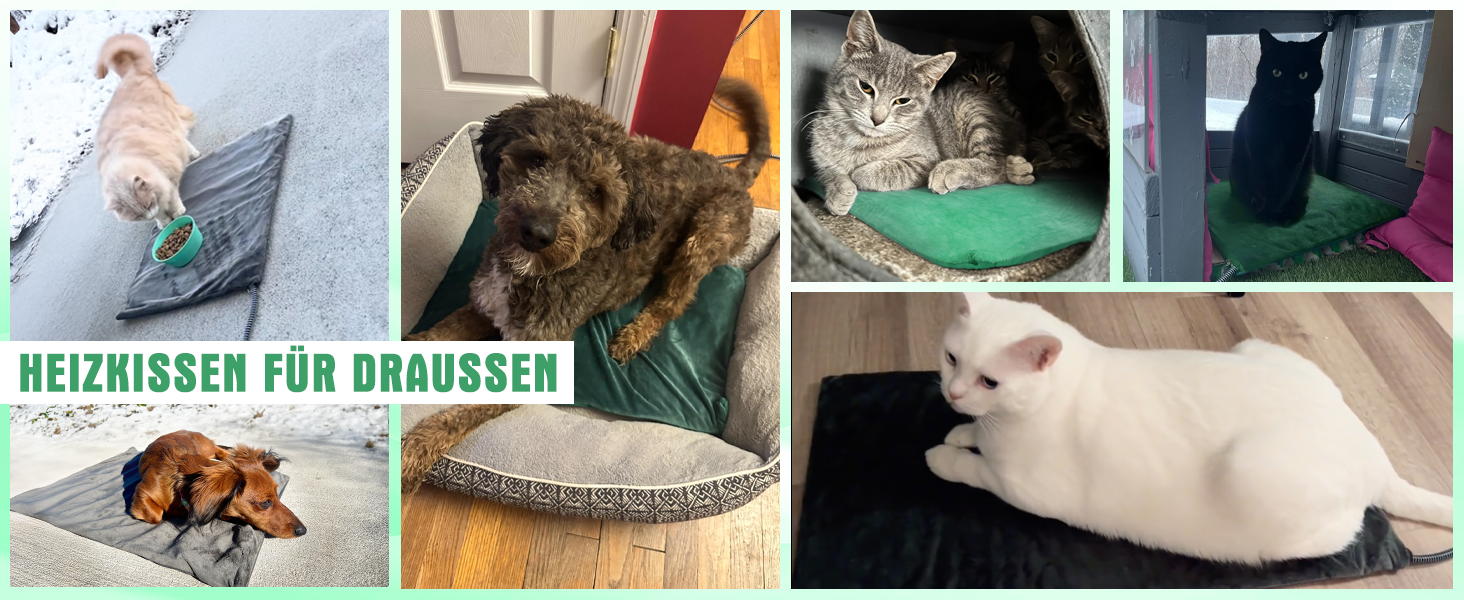 Електричне грілка для тварин на вулицю, вологостійке, з авторегулюванням температури, стійке до укусів, 40*50 см, зелений