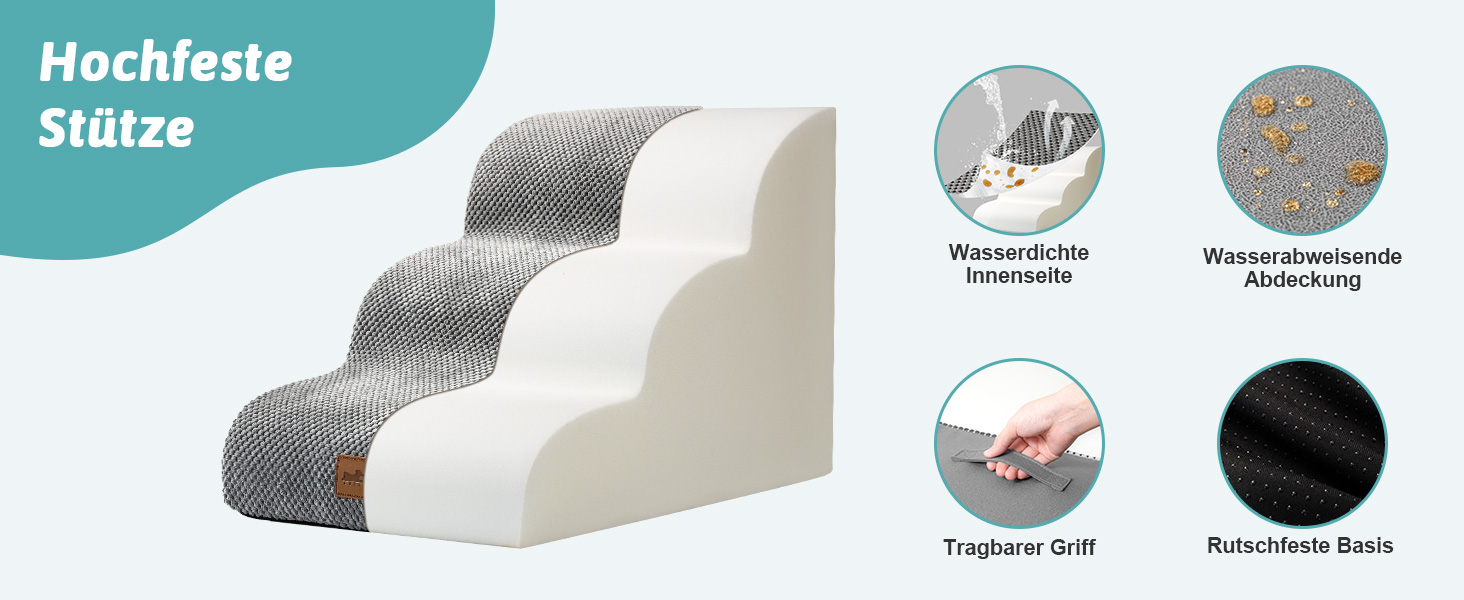 Сходинки для собак: компактна драбина для маленьких собак 57 см, 5 ступенів, з антиковзким покриттям та знімним чохлом