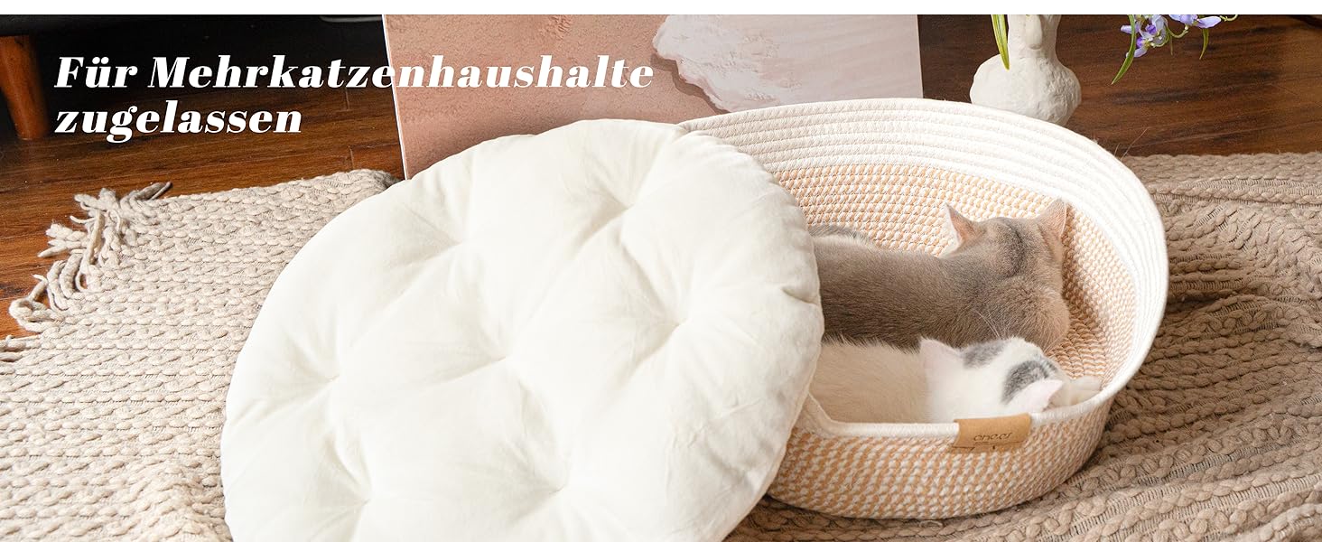 Килимок для котів CheerPals з подушкою, 47 см, бавовняне плетене ліжко, для сну, універсальний, підходить для всіх котів