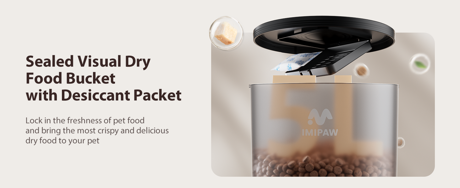 Автомат для годування котів та собак IMIPAW, 5L, WiFi, APP-керування, 1-10 прийомів їжі на день