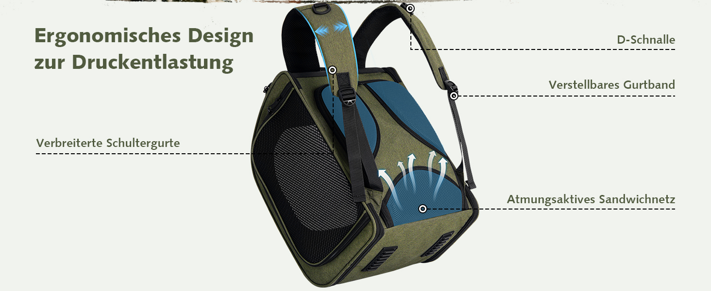 Пекют Рюкзак-переноска для кота з віконцем-бульбашкою, великий (32x26x42 см, хакі)