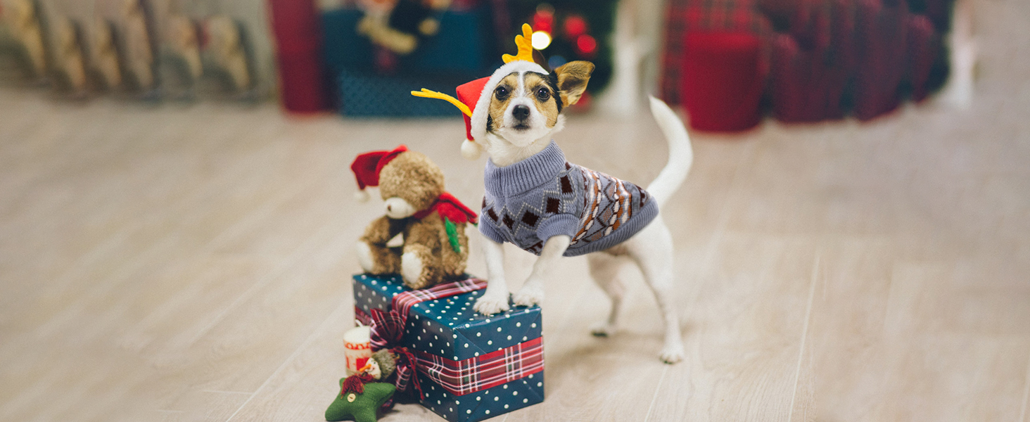 Теплий пуловер для собак - Boho стиль, різдвяний, з отвором для повідка, для чихуахуа, йоркширського тер'єра, джек-рассела, XS, колір кава