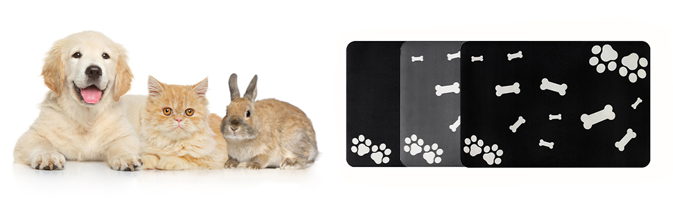 Нековзна килимок під миску для собак та котів Walant, швидковисихаючий, легко миється (темно-сірий)