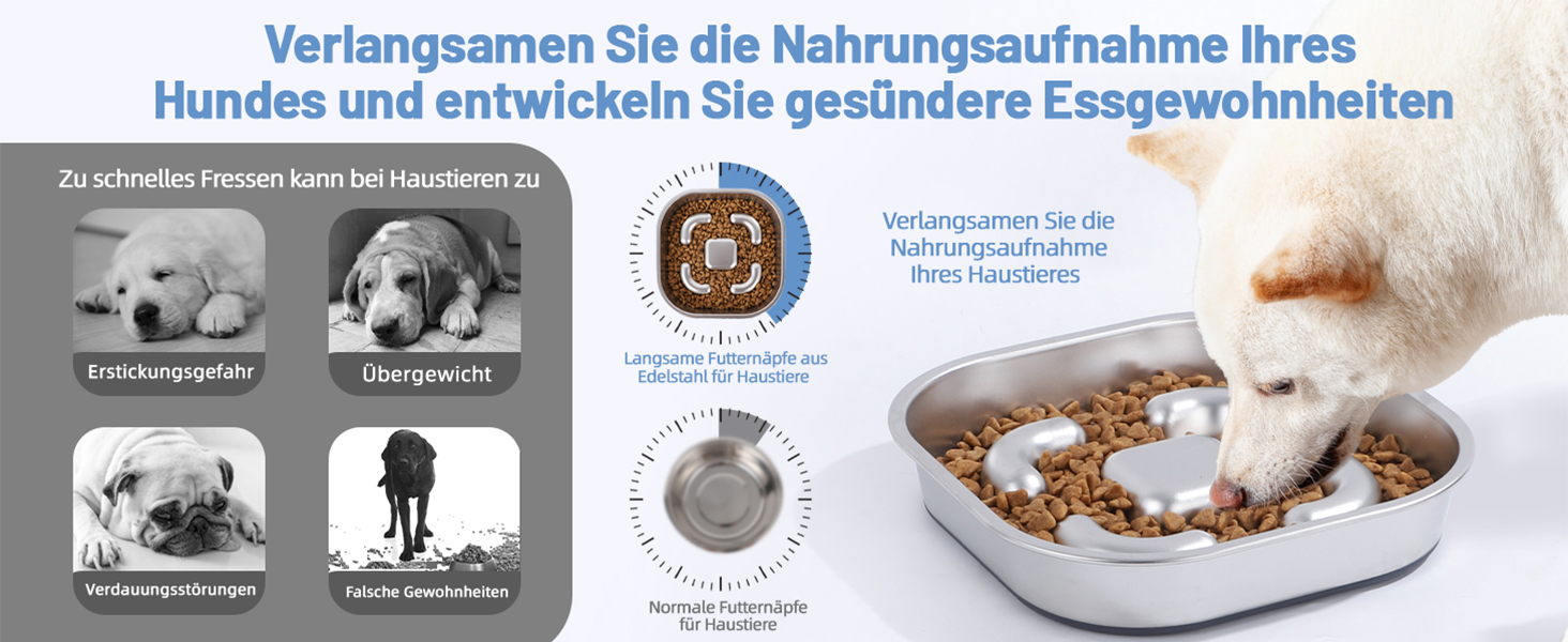 Антислизька годівниця для собак Nayelf з нержавіючої сталі 304, з силіконовим дном, 23*23*4.5 см