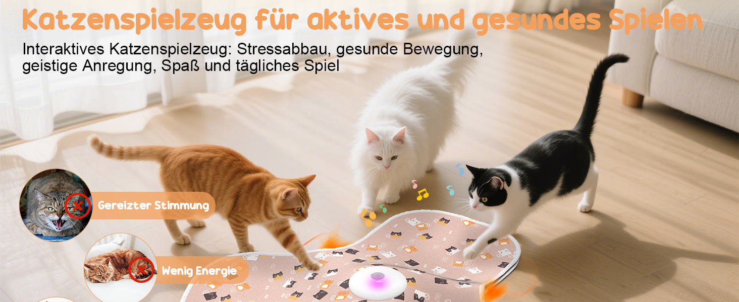 Інтерактивна іграшка для котів FLERDMAU з 3 режимами, з пір'ям та мишкою, електрична, для кількох котів, рожева