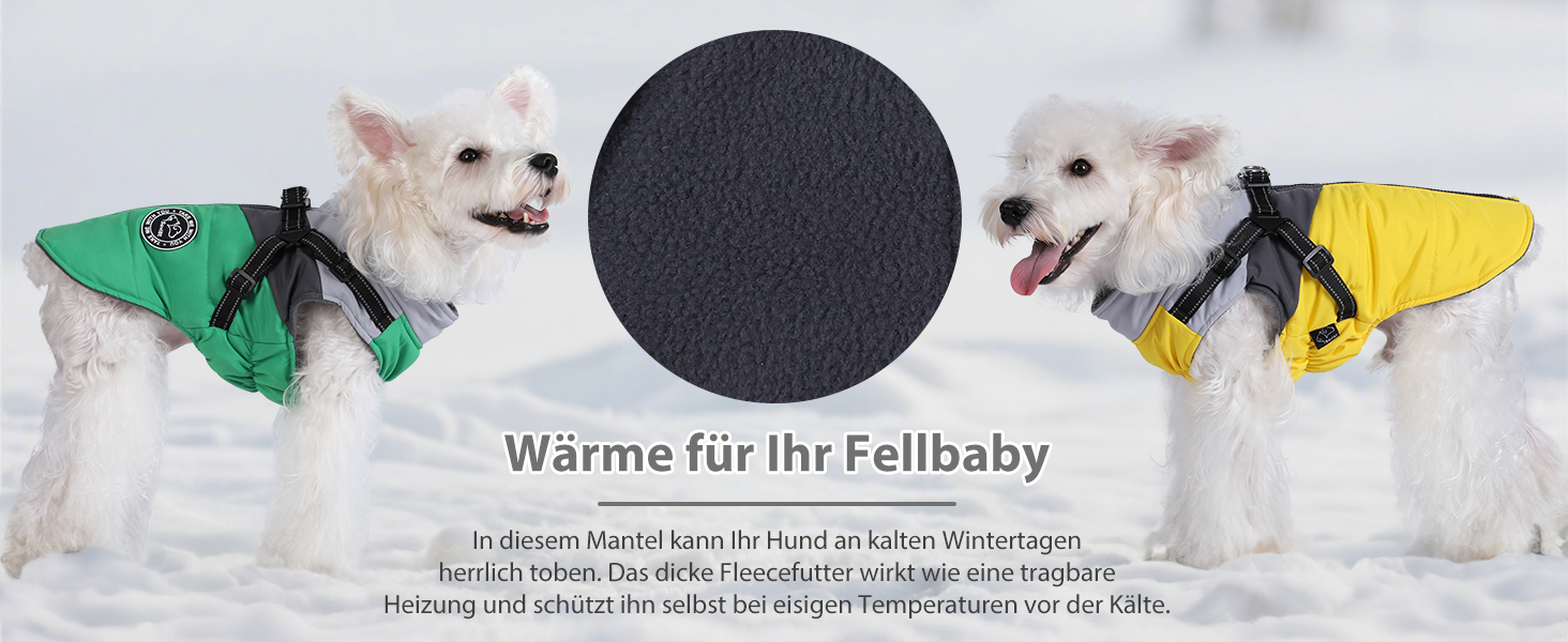 Водонепроникний зимовий одяг для собак Savlot: тепла куртка та вітрозахисний костюм для маленьких та середніх собак з шлейкою. Відображаючий дизайн (L, жовтий + сірий)