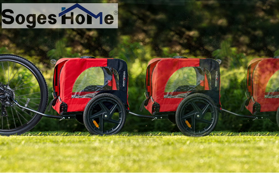 Фаркоп для велосипеда SogesHome: Перевезення собак, XXL, 600D Oxford, Червоно-Чорний