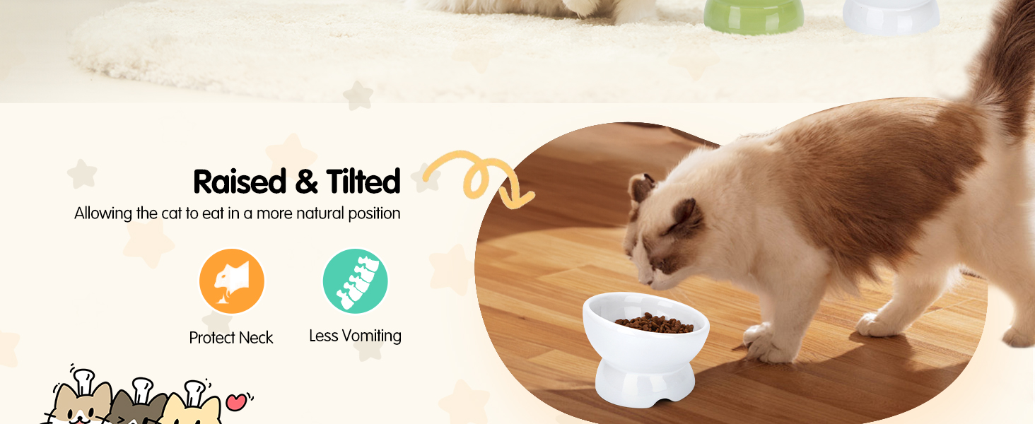 Набір мисок для котів Nobleza (2 шт) з кераміки, нахил 15°, проти блювоти, для корму та води, підходить для котів та маленьких собак, білий колір