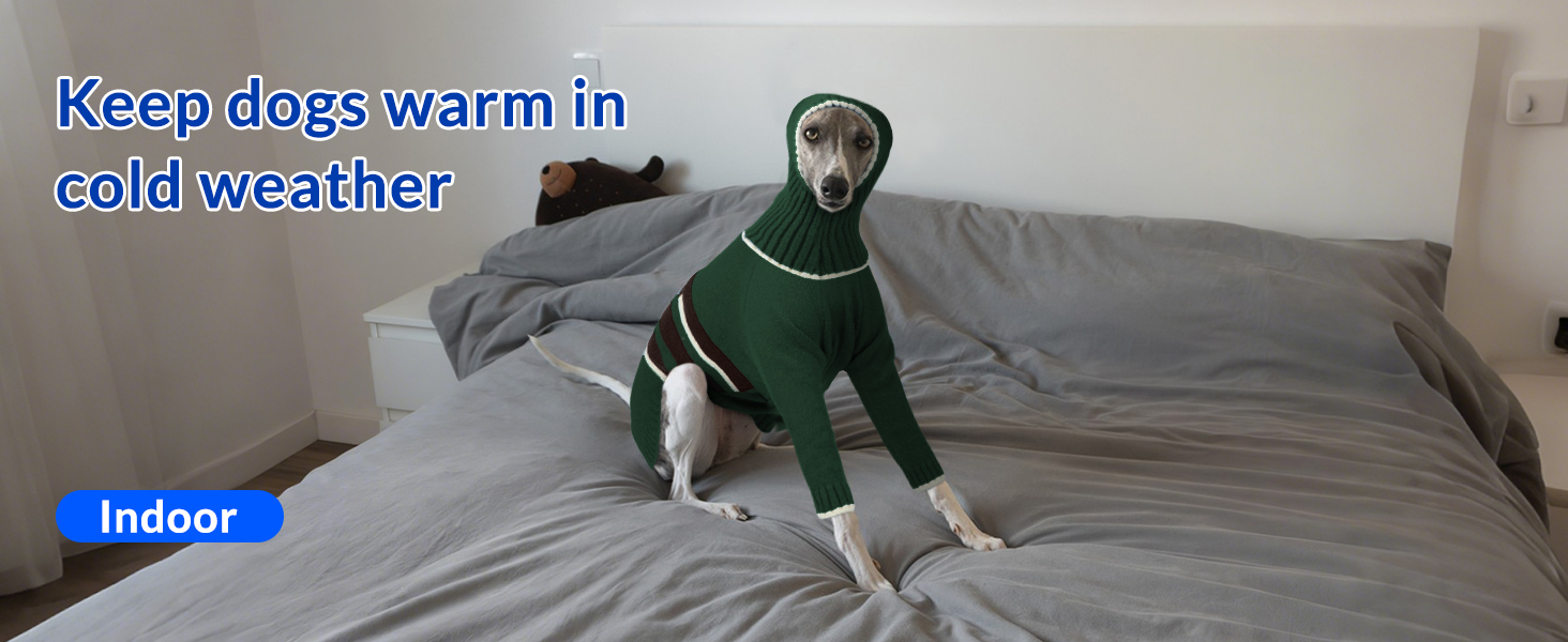 Зимний пуловер для породистих собак (Грейхаунд, Лурчер) - теплий, м'який, армійного кольору (M)