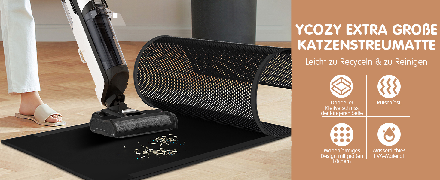 Килимок для котячого туалету Ycozy Katzenklo Matte XL 90x60 см, EVA, двошаровий, вологостійкий, легко миється, бежевий